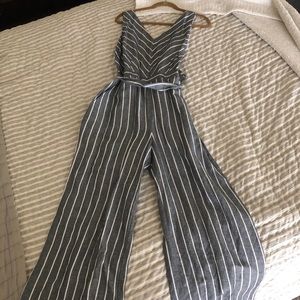 LOFT Striped Jumpsuit